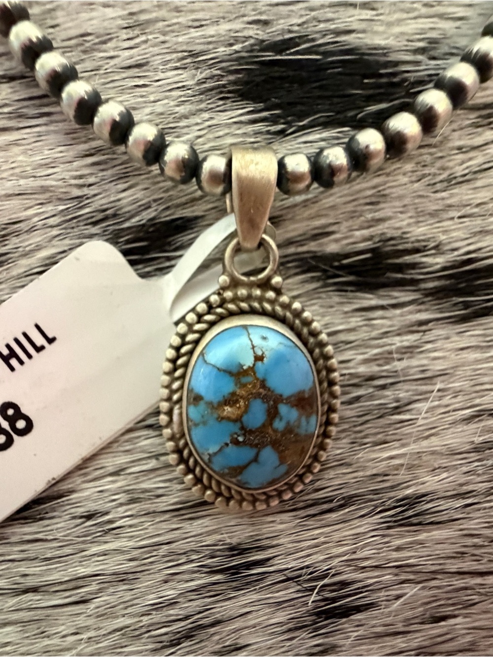 ❤️ Golden Hills Turquoise Pendant Matte Sterling 925 Pendant Unisex 1.03”L